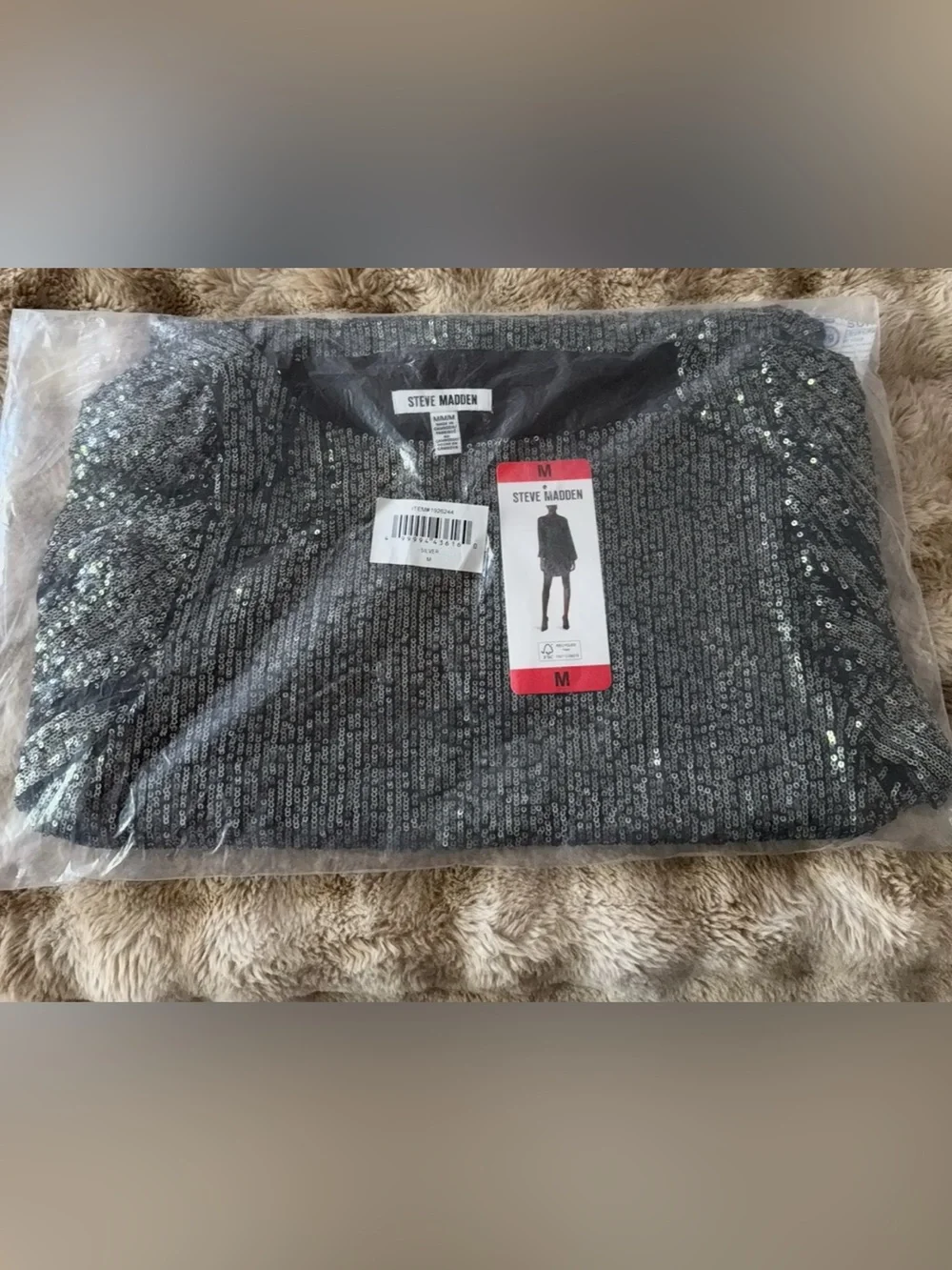 Steve Madden Gray Sequin Sweater Top - Picture 2 of 4